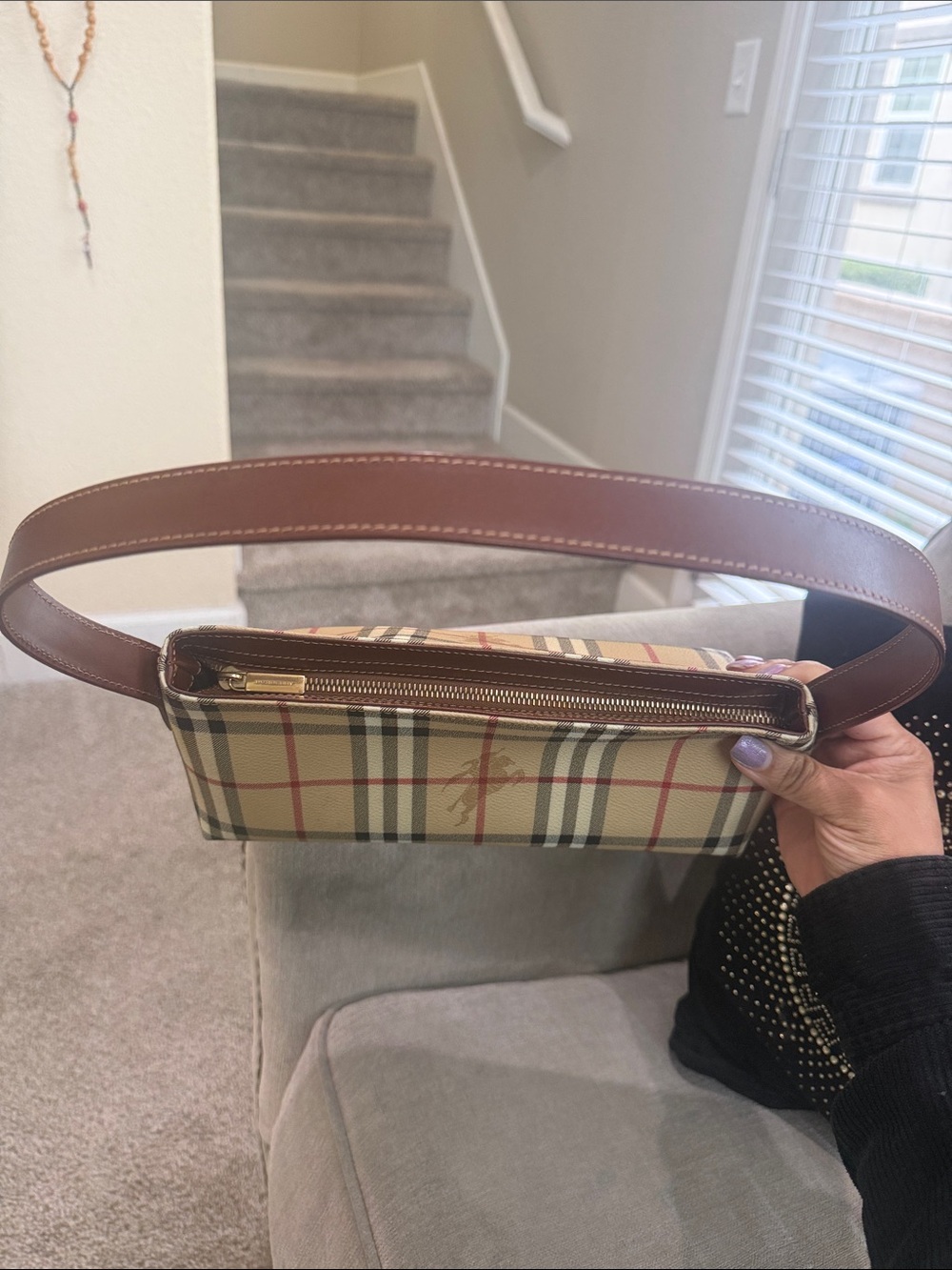 Authentic Burberry Classic Plaid nova check Shoulder Bag in Beige and Brown - Picture 3 of 9